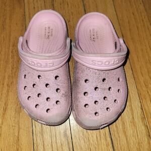 Crocs Classic Glitter Clog Flamingo Pink Kids Size 10 Toddler Girls